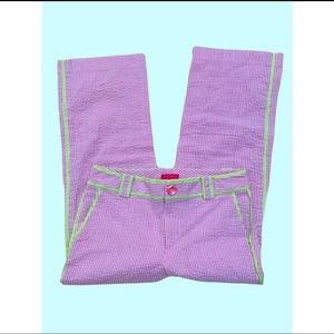 🌸💕 Lilly Pulitzer Cropped Pink & White Pinstripes Seersucker pants XS 0